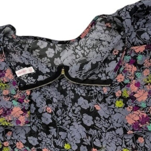 Xhilaration Floral Print Sheer Long Sleeve Blouse Size Medium - Picture 6 of 13